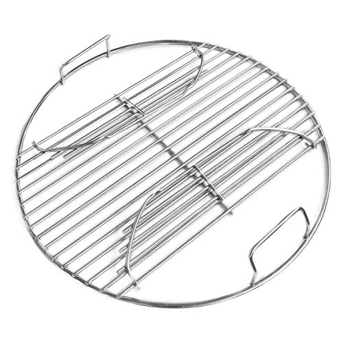 GRILLVANA 201 Stainless Steel Charcoal Grill Cooking Replacement Grate (ACTUAL DIAMETER 13.72 INCHES) With handles and hinges - Compatible with Weber 14" Smokey Joe