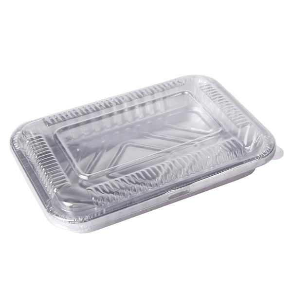 7.5 in x 5 in Foil Drip Pans w/ Plastic Covers 30-Pack Weber Grill Compatible- Aluminum Containers with Lids-Bulk Grease Replacement Liner Trays BBQ Grill Pans Oven & Refrigerator Safe